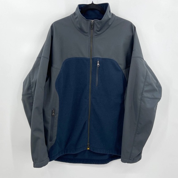 NIKE Vintage Men's Gray Navy Blue Fleece Full Zip Jacket Size Large - Picture 1 of 5